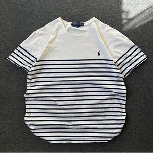Polo by Ralph Lauren Men's Striped Tee in White and Navy